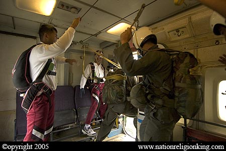 Border Patrol Police: Members of the Royal Thai Police jumping over Hua Hin, Thailand.