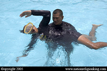 Border Patrol Police: Members of Sea Air Rescue conducting water safety training. Hua Hin, Thailand.