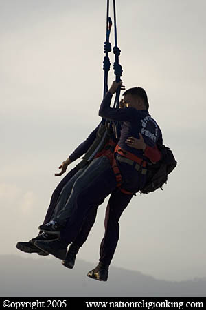 Border Patrol Police: Sea Air Rescue STABO Demonstration. Chiang Mai, Thailand.